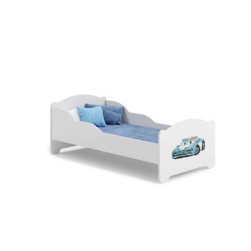 Детская кровать Michas с матрасом 164 см x 85 см x 63 см, полицейская машина