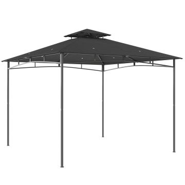 Dark grey garden gazebo 3x3 m, rainproof, with two roofs