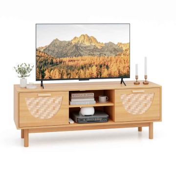 Televizoriaus staliukas, 2 stalčiai ir 2 lentynos, 120 × 45,5 × 35 cm