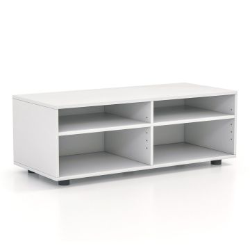 Televizoriaus staliukas, 4 atviros lentynos, Balta, 90,17 × 39,37 × 33,02 cm
