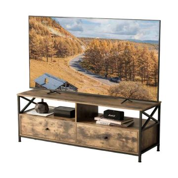 Televizoriaus staliukas Relaxdays, 2 stalčiai, 2 atviri skyriai, 120 × 50 × 40 cm