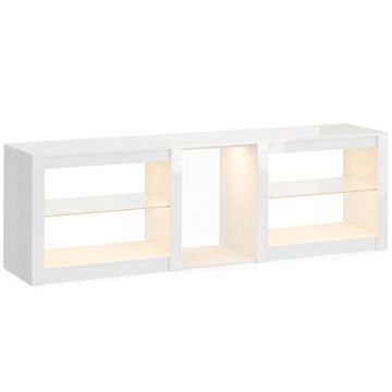 Тумба под телевизор, RGB LED, Белый, 160 × 35 × 52 см