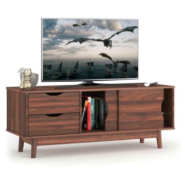 Televizoriaus staliukas, su daiktadėže ir 2 stalčiais, 121 × 46 × 46 cm