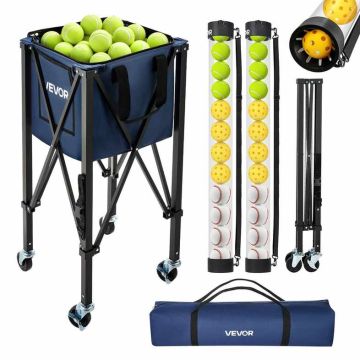 Tennis and pickleball ball basket VEVOR JQ-LV150S, 2 in 1, 150 tennis or 260 pickleball balls, Black, 95.5 × 23.5 × 26.5 cm