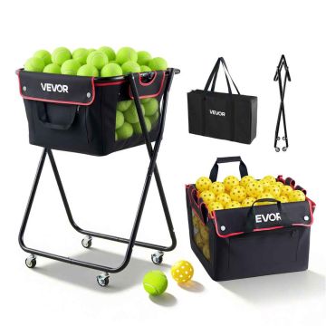 Tennis ball basket VEVOR HN001, 175 tennis or 290 pickleball balls, Black, 62 × 18 × 41 cm