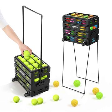 Tennis ball trolley VEVOR JQ-S080A, 80 balls, Black, 76.5 × 36 × 6.5 cm
