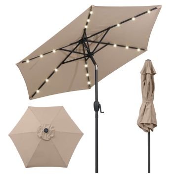 Terasos skėtis, 18 LED, Rudas, 230 × 225 cm