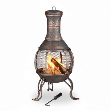Terasos židinys Relaxdays Chimenea 10026554.0, Varinis/juodas, 44 × 89 × 44 cm