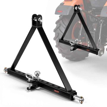Tractor trailer hitch VEVOR S-09, 3 points, category 2, Black, 83 × 60 × 12.5 cm