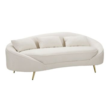 Trivietė sofa Oslo, 3 vietų su 3 pagalvėlėmis, Smėlio/auksinė, 185 × 68 × 84 cm