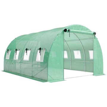 Tunnel greenhouse, 2 doors, 8 windows, 295 × 400 × 200 cm