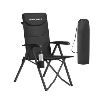 Turistinė kėdė SONGMICS GCB015BZ01, Sulankstoma, 95°–150°, Juoda, 70 × 60 × 110 cm