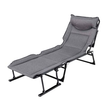 Turistinė sofa-fotelis, 6 padėčių, Pilka/juoda, 180,3 × 36,8 × 66 cm