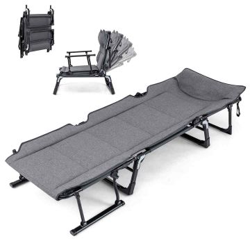 Turistinė sofa-fotelis, 6 padėčių, Pilka/juoda, 180,3 × 38,1 × 67,3 cm