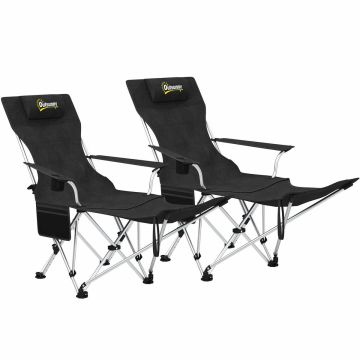 Tourist chairs, 2 pcs. with footrests, 125 × 90 × 48 cm
