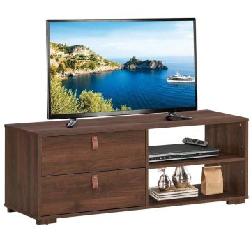 TV staliukas, 2 stalčiai ir reguliuojamos lentynos, Ruda/juoda, 120,65 × 44,45 × 39,37 cm
