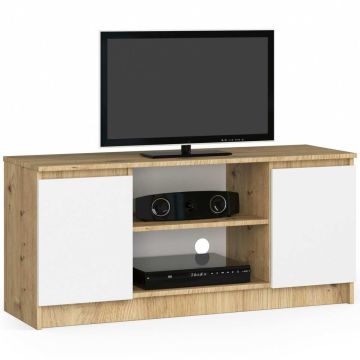 Тумба под телевизор AkordV2, 2 дверцы, бело-коричневая, 120 × 55 × 40 см