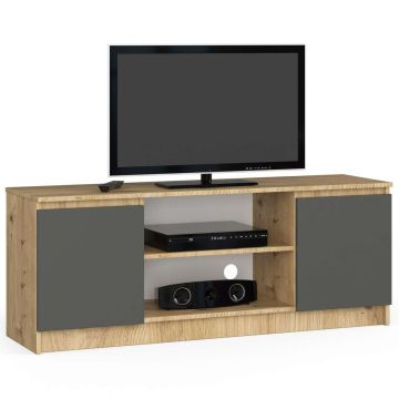 Тумба под ТВ RTV K140, 2 дверцы, коричневого/серого цвета, 140 × 55 × 40 см
