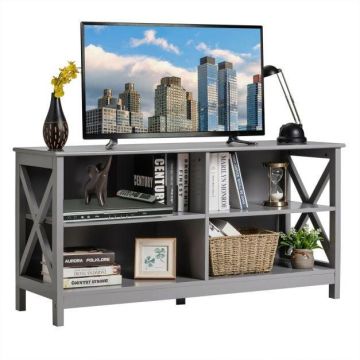 TV staliukas, su 4 atviromis lentynomis, Pilkas, 120 × 60 × 40 cm