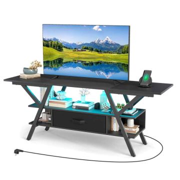 TV stovas, Iki 65 colių televizoriams, Juoda, 140 × 54 × 40 cm