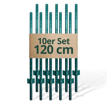 Tvoros stulpai Relaxdays, 10 vnt, Žalia, 120 × 3 × 1,5 cm