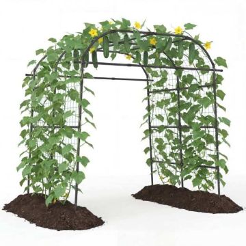 U formos metalinė arka vijokliniams augalams, PE danga, 181 x 190-245 x 230 cm, juoda