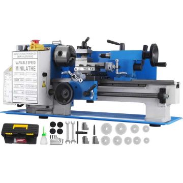 Mini metalinės tekinimo staklės 7x12 colių, tikslios, kintamo greičio