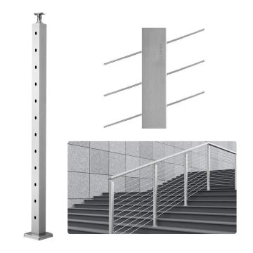 Plieninis trosinio turėklo stulpas, 42"x2"x2", SUS304, 30° kampinis