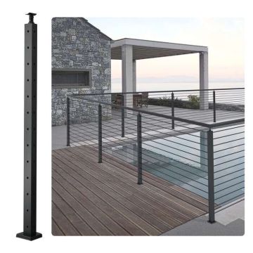 Trosinio turėklo stulpas, L formos, SUS304 plieninis, juodas, 42" x 2" x 1"