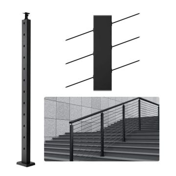 Trosinio turėklo plieninis stulpas, SUS304 nerūdijantis plienas, 42"x1"x2", 30° kampinis, 12 skylių