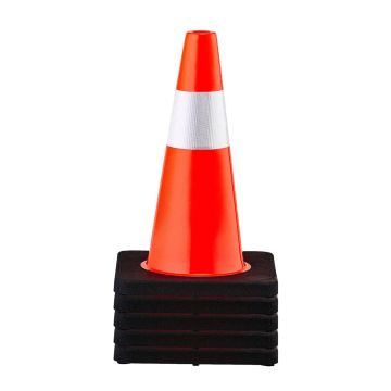 Oranžiniai PVC eismo kūgiai su atšvaitais, 45 cm, 5 vnt.