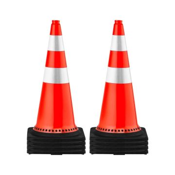 Oranžiniai PVC eismo kūgiai, 8x30 colių, su juodu pagrindu