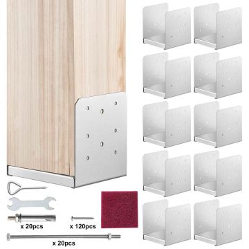 Nerūdijančio plieno reguliuojamas stulpo pagrindas 152x152 mm, 10 vnt.