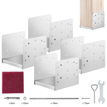 Nerūdijančio plieno reguliuojamas stulpo pagrindas 203x203 mm, 4 vnt.