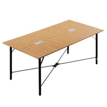 Konferencijų stalas, 180 cm, rudas, metalinės kojelės, 6-8 asmenims