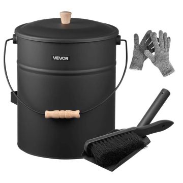 Metalinis pelenų kibiras su dangčiu ir priedais, 15 L, židiniui ir laužavietėms, 4 vnt.