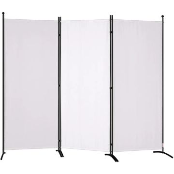 Kambario pertvara, 185 cm, 3 panelių, sulankstoma, balta, audinio