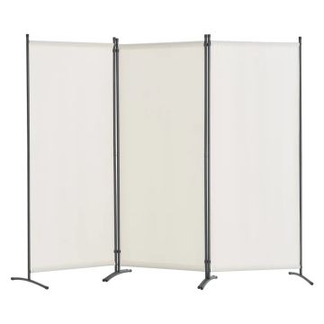 Kambario pertvara 3 panelių, audinio, balta, sulankstoma, biurui, namams