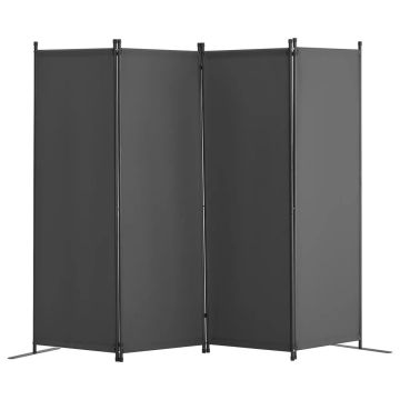 Kambario pertvara, 4 panelių, šviesiai pilka, audinio, laisvai pastatoma