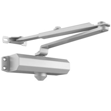 Automatinis hidraulinis durų uždarymo mechanizmas, lieto aliuminio, sidabro spalvos, reguliuojamas, iki 68 kg durims
