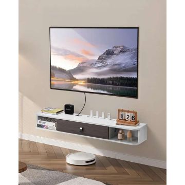 Sieninis plaukiojantis televizoriaus staliukas 47", baltas, medžio drožlių plokštė