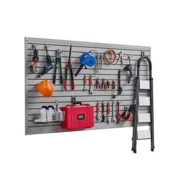 Grotelių sienos apdaila, 8x4 pėd., pilka PVC garažo sienelė