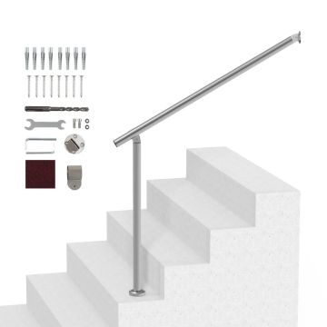 Turėklai lauko laiptams, 100 cm, sidabriniai, su montavimo rinkiniu