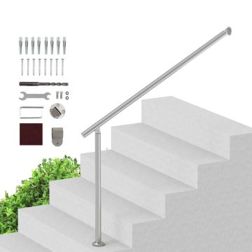 Turėklų rinkinys lauko laiptams, 120 cm, sidabrinis, tvirtinamas prie sienos ir grindų
