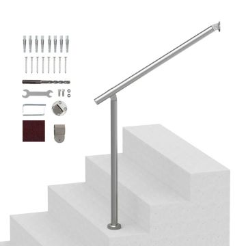 Turėklų komplektas lauko laiptams, 80 cm, sidabrinis, montuojamas