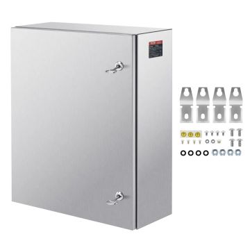 Plieninė elektros dėžutė 60x50x20 cm, 304 nerūdijantis plienas, IP66, sieninė, su užraktu