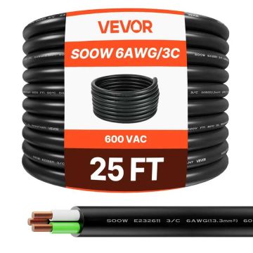 25 pėdų 6 AWG elektros maitinimo kabelio prailgintuvas, vario viela
