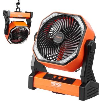 Nešiojamasis įkraunamas ventiliatorius su LED, 203 mm, 4 greičiai, USB