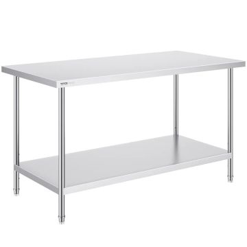 Nerūdijančio plieno darbastalis, 30x60x34 colių, 3 reguliuojamo aukščio lygiai