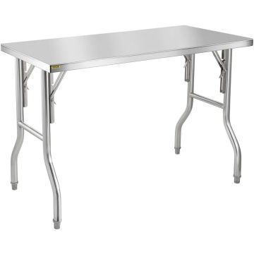 Sulankstomas nerūdijančio plieno virtuvės darbastalis, 48 x 24 colių, sidabro spalvos